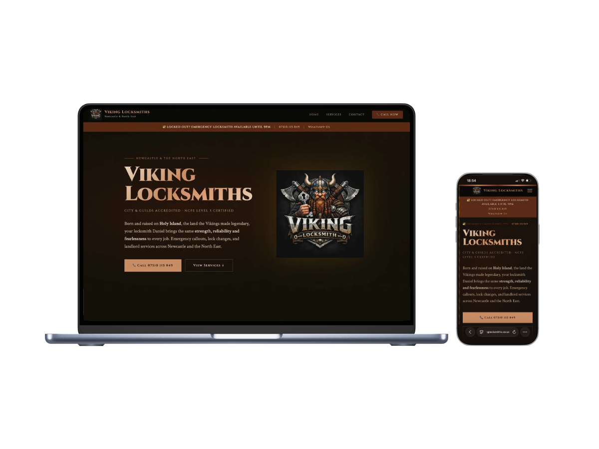 Viking Locksmiths website design by WillBuilt
